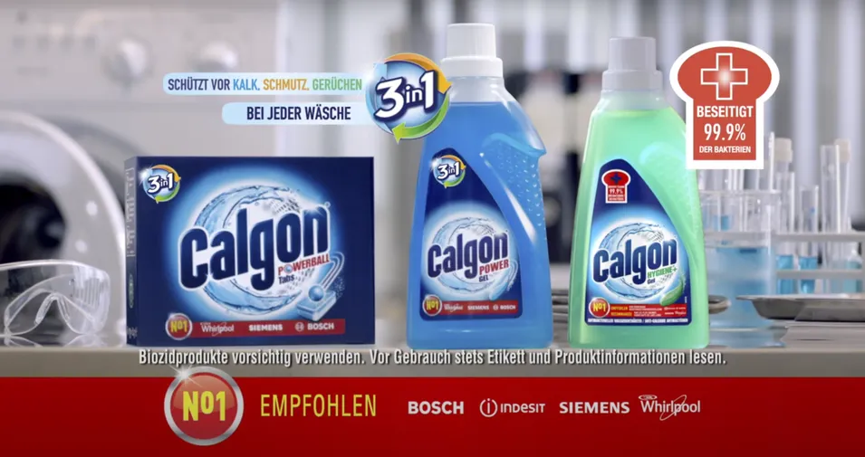 Screenshot aus der Fernsehwerbung der Marke Calgon von Reckitt Benckiser