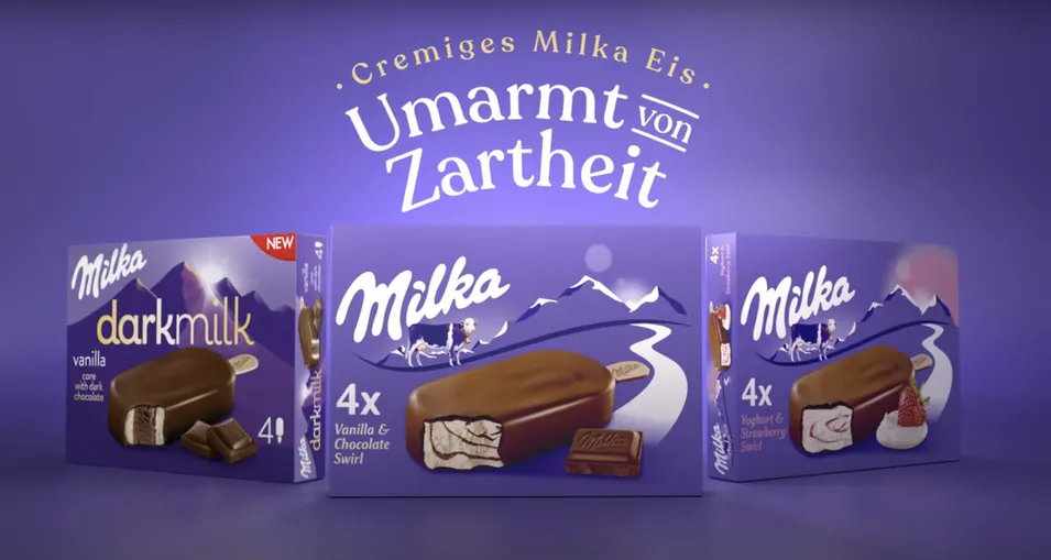 Screenshot aus der Fernsehwerbung der Marke Milka von Mondelez