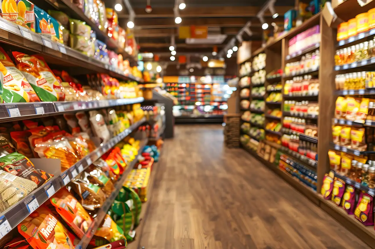 Supermartkregale zum Thema: Die größten Supermarktketten Deutschlands.